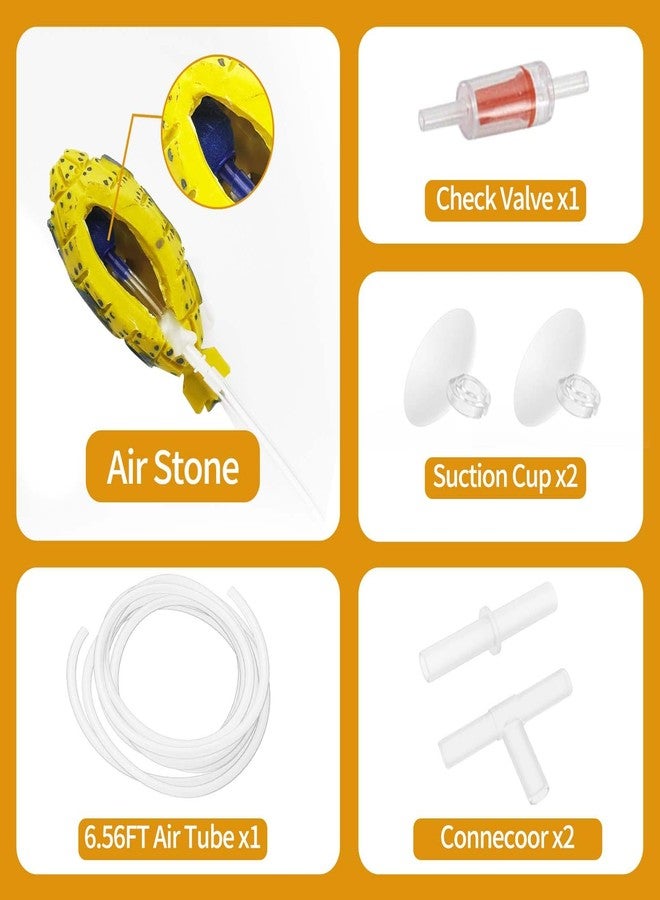 Moonorange Aquarium Air Bubbler Decoration Kit, Fish Tank Air Stone Set, Realistic Submarine Ornaments with Full Accessories. (Submarine Kit-Yellow) - Image 3